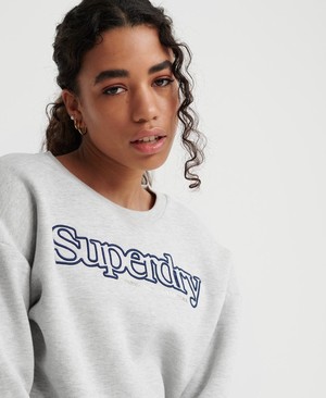 Superdry Embroidered Serif Brushed Női Pulóver Fehér | QNWKE9207